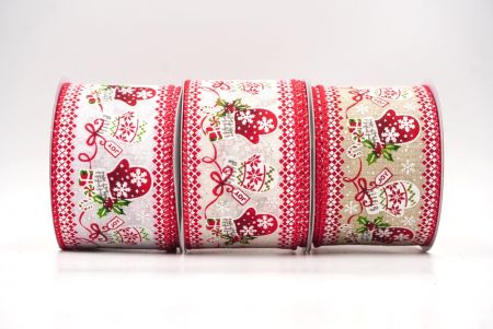 Scandinavian Christmas Mittens Wired Ribbon. - Scandinavian Christmas Mittens Wired Ribbon.