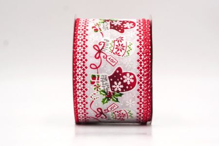 White Scandinavian Christmas Mittens Wired Ribbon_KF9472GC-1-7
