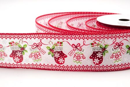 White Scandinavian Christmas Mittens Wired Ribbon_KF9472GC-1-7