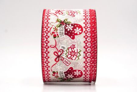 Cream White Scandinavian Christmas Mittens Wired Ribbon_KF9472GC-2-7