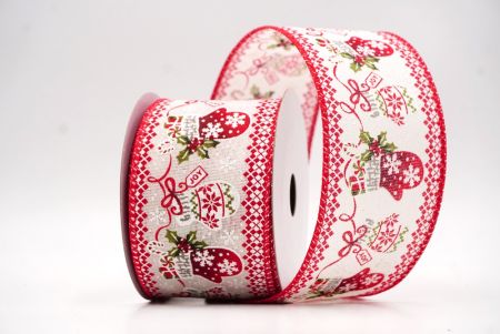 Cream White Scandinavian Christmas Mittens Wired Ribbon_KF9472GC-2-7