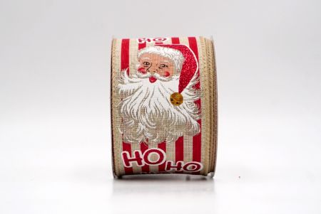 شريط سلكي كاكي_HO HO HO وسانتا كلوز مخطط_KF9476GC-13-183