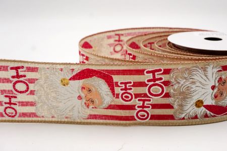 شريط سلكي كاكي_HO HO HO وسانتا كلوز مخطط_KF9476GC-13-183