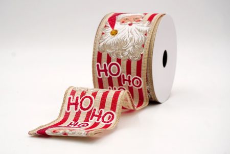 شريط سلكي كاكي_HO HO HO وسانتا كلوز مخطط_KF9476GC-13-183