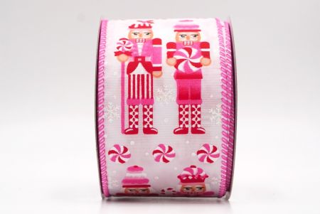 شريط سلكي بتمثال جندي عيد الميلاد باللون الأبيض والوردي _KF9479GC-1-218