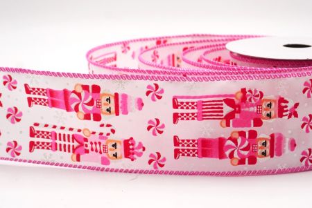 شريط سلكي بتمثال جندي عيد الميلاد باللون الأبيض والوردي _KF9479GC-1-218