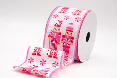 شريط سلكي بتمثال جندي عيد الميلاد باللون الأبيض والوردي _KF9479GC-1-218