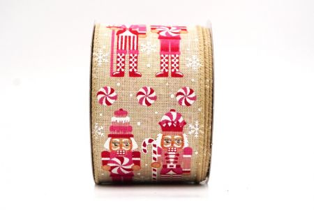 شريط سلكي بتمثال جندي عيد الميلاد باللون البني الفاتح والوردي _KF9481GC-13-183