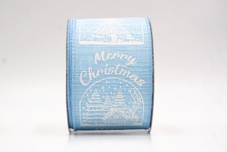 Himmelblaues Weihnachts Schneehäuschen & Baum Design Drahtband_KF9485GC-12-216
