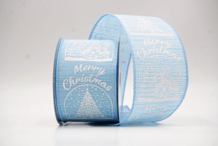 Himmelblaues Weihnachts Schneehäuschen & Baum Design Drahtband_KF9485GC-12-216