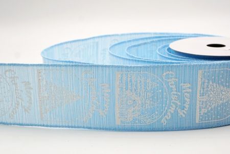 Himmelblaues Weihnachts Schneehäuschen & Baum Design Drahtband_KF9485GC-12-216