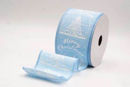 Himmelblaues Weihnachts Schneehäuschen & Baum Design Drahtband_KF9485GC-12-216