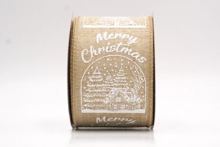 Hellbraunes Weihnachts Schneehäuschen & Baum Design Drahtband_KF9486GC-13-183