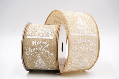 Hellbraunes Weihnachts Schneehäuschen & Baum Design Drahtband_KF9486GC-13-183