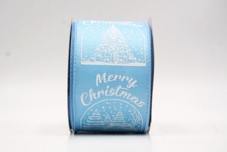 Himmelblaues schlichtes Weihnachts Schneehäuschen & Baum Design Drahtband_KF9487GC-12-216