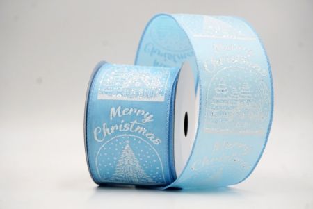 Himmelblaues schlichtes Weihnachts Schneehäuschen & Baum Design Drahtband_KF9487GC-12-216