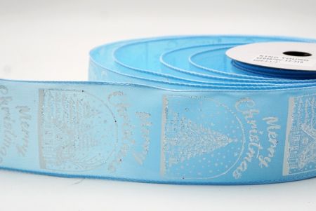 Himmelblaues schlichtes Weihnachts Schneehäuschen & Baum Design Drahtband_KF9487GC-12-216