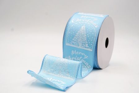 Himmelblaues schlichtes Weihnachts Schneehäuschen & Baum Design Drahtband_KF9487GC-12-216