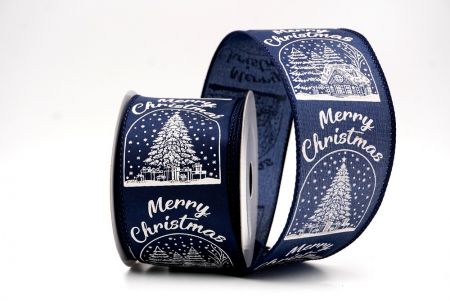 Marineblaues Weihnachts Schneehäuschen & Baum Design Drahtband_KF9487GC-4-4