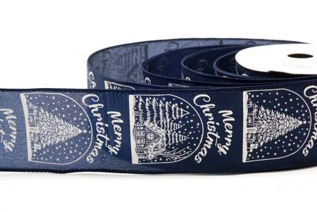 Marineblaues Weihnachts Schneehäuschen & Baum Design Drahtband_KF9487GC-4-4