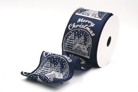 Marineblaues Weihnachts Schneehäuschen & Baum Design Drahtband_KF9487GC-4-4