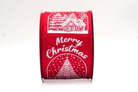 Rotes Weihnachts Schneehäuschen & Baum Design Drahtband_KF9487GC-7-7