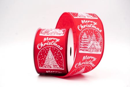 Rotes Weihnachts Schneehäuschen & Baum Design Drahtband_KF9487GC-7-7