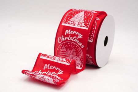 Rotes Weihnachts Schneehäuschen & Baum Design Drahtband_KF9487GC-7-7