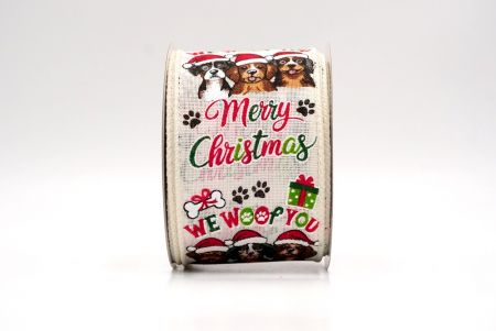 Creme_Weihnachts Woof Welpe Drahtband_KF9488GC-2-2