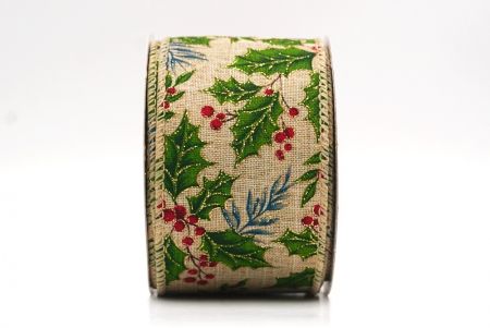 Hellbraunes klassisches Stechpalmenblatt & Beeren Drahtband_KF9491GC-13-183