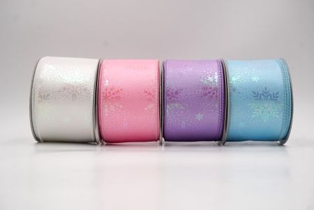 Christmas Foil Snow Flakes Wired Ribbon - Christmas Foil Snow Flakes Wired Ribbon