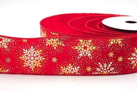 Piros Karácsonyi Fólia Hópehely Drót Szalag_KF9493GC-7-7