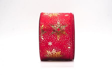 Piros - Burgundi Karácsonyi Fólia Hópehely Drót Szalag_KF9494GC-7-169