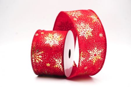 Piros - Burgundi Karácsonyi Fólia Hópehely Drót Szalag_KF9494GC-7-169