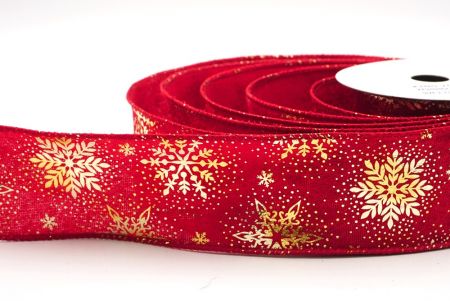 Piros - Burgundi Karácsonyi Fólia Hópehely Drót Szalag_KF9494GC-7-169
