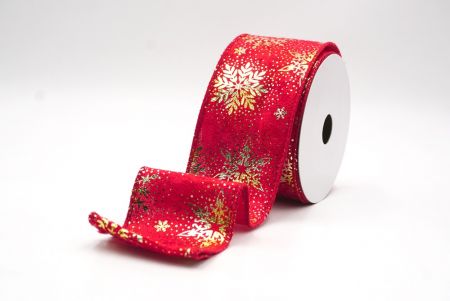 Piros - Burgundi Karácsonyi Fólia Hópehely Drót Szalag_KF9494GC-7-169