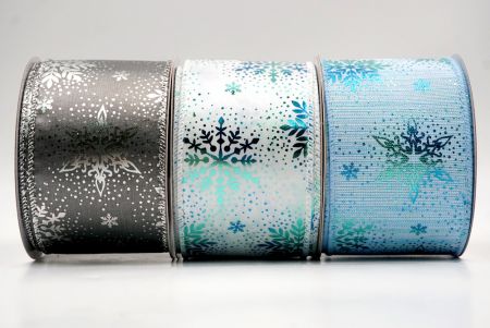 Christmas Snowflakes Foil Print Wired Ribbon - Christmas Snowflakes Foil Print Wired Ribbon