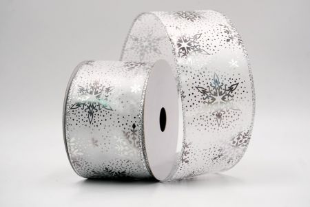 Weiße_Weihnachts-Schneeflocken Folienprint Drahtband_KF9497G-1S