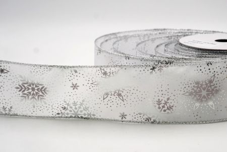 Weiße_Weihnachts-Schneeflocken Folienprint Drahtband_KF9497G-1S