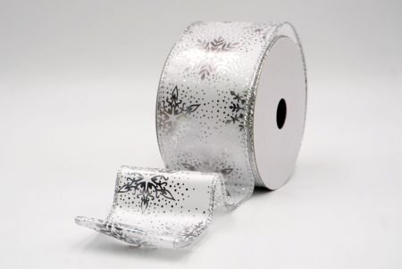 Weiße_Weihnachts-Schneeflocken Folienprint Drahtband_KF9497G-1S