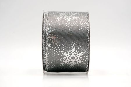 Graue_Weihnachts-Schneeflocken Folienprint Drahtband_KF9497G-50