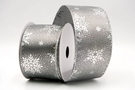 Graue_Weihnachts-Schneeflocken Folienprint Drahtband_KF9497G-50