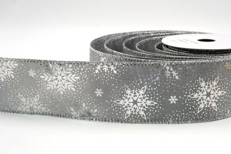 Graue_Weihnachts-Schneeflocken Folienprint Drahtband_KF9497G-50