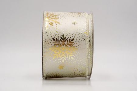 Creme_Weihnachts-Schneeflocken Folienprint Drahtband_KF9497GC-2-2