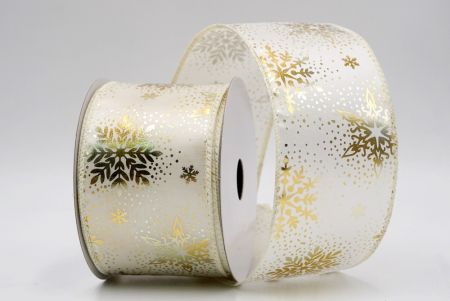 Creme_Weihnachts-Schneeflocken Folienprint Drahtband_KF9497GC-2-2