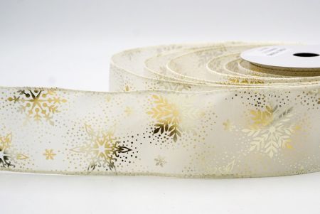 Creme_Weihnachts-Schneeflocken Folienprint Drahtband_KF9497GC-2-2