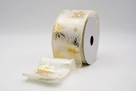 Creme_Weihnachts-Schneeflocken Folienprint Drahtband_KF9497GC-2-2