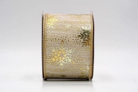 Khaki_Weihnachts-Schneeflocken Folienprint Drahtband_KF9499GC-13-183