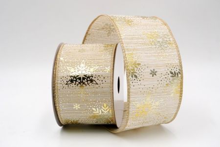 Khaki_Weihnachts-Schneeflocken Folienprint Drahtband_KF9499GC-13-183