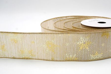 Khaki_Weihnachts-Schneeflocken Folienprint Drahtband_KF9499GC-13-183